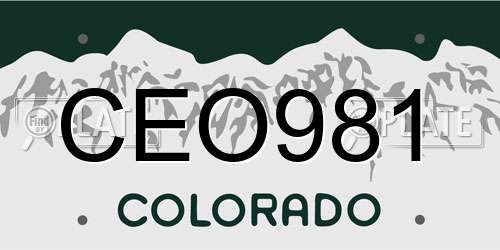 CEO981 Colorado License Plate