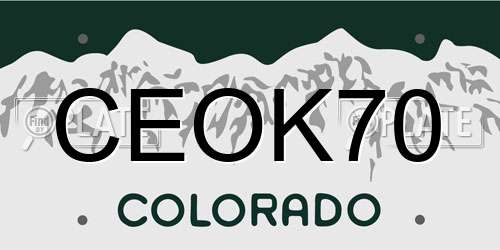 CEOK70 Colorado License Plate