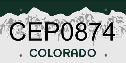 CEP0874 Colorado License Plate