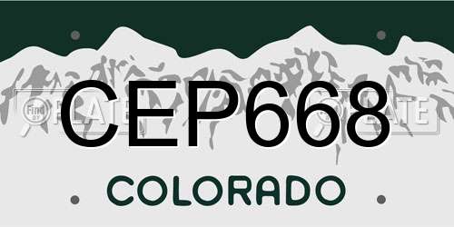 CEP668 Colorado License Plate