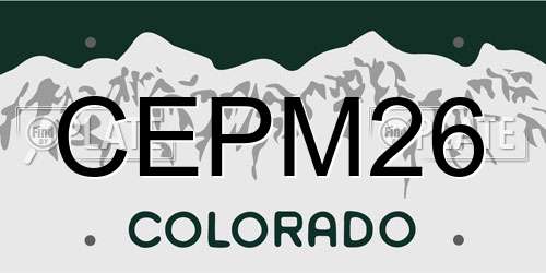 CEPM26 Colorado License Plate