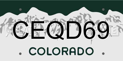 CEQD69 Colorado License Plate