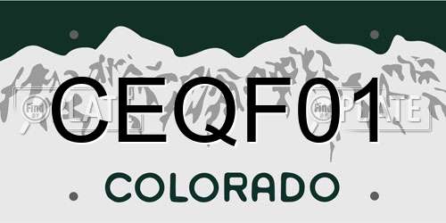 CEQF01 Colorado License Plate