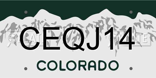 CEQJ14 Colorado License Plate