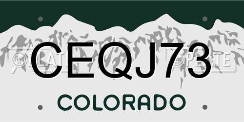 CEQJ73 Colorado License Plate