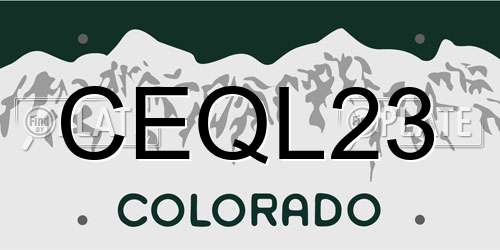 CEQL23 Colorado License Plate