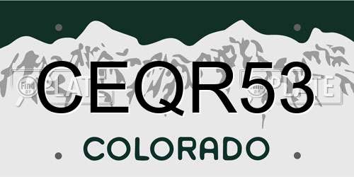 CEQR53 Colorado License Plate