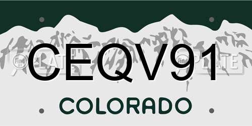 CEQV91 Colorado License Plate