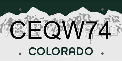 CEQW74 Colorado License Plate