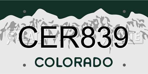 CER839 Colorado License Plate