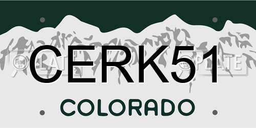 CERK51 Colorado License Plate