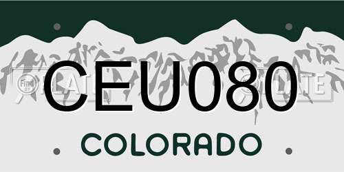 CEU080 Colorado License Plate