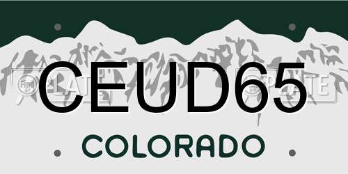 CEUD65 Colorado License Plate