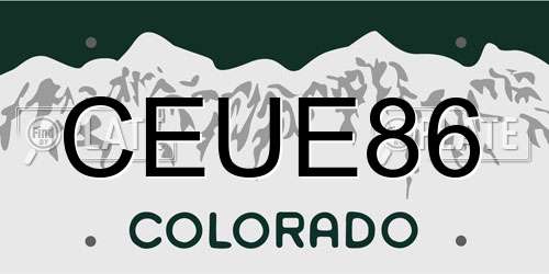 CEUE86 Colorado License Plate