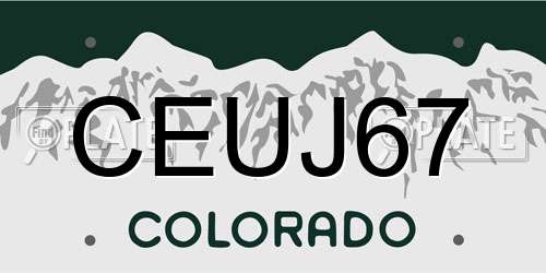 CEUJ67 Colorado License Plate