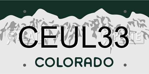 CEUL33 Colorado License Plate