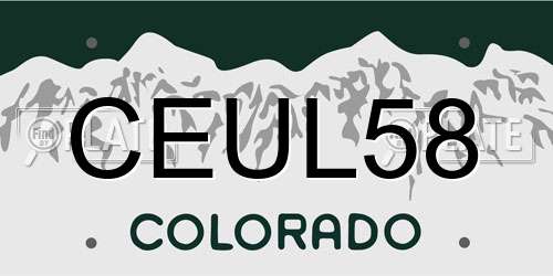 CEUL58 Colorado License Plate