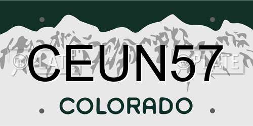 CEUN57 Colorado License Plate