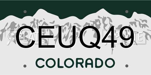 CEUQ49 Colorado License Plate