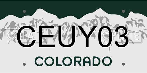 CEUY03 Colorado License Plate