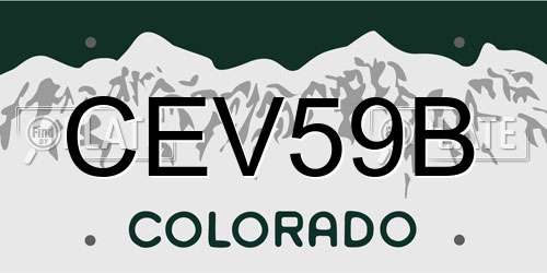 CEV59B Colorado License Plate