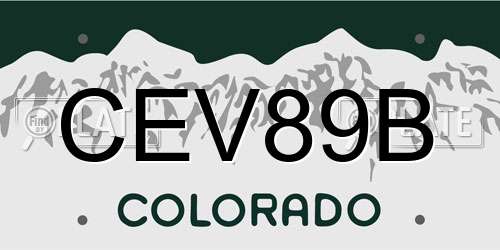 CEV89B Colorado License Plate
