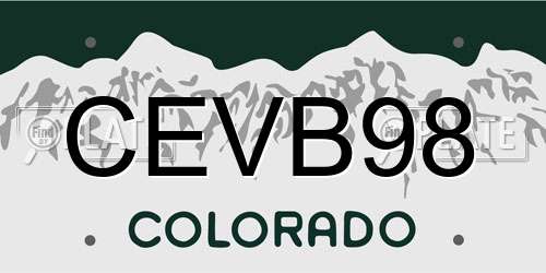 CEVB98 Colorado License Plate