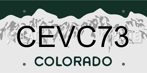 CEVC73 Colorado License Plate