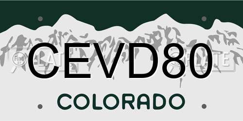 CEVD80 Colorado License Plate