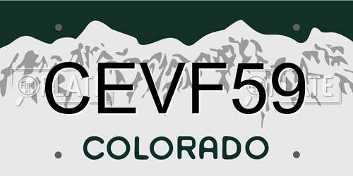 CEVF59 Colorado License Plate