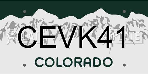 CEVK41 Colorado License Plate