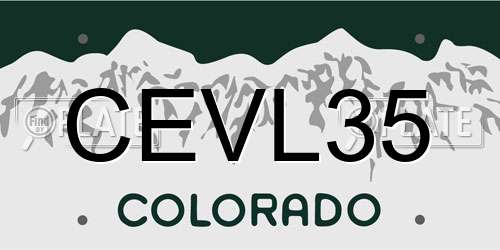 CEVL35 Colorado License Plate