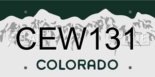 CEW131 Colorado License Plate