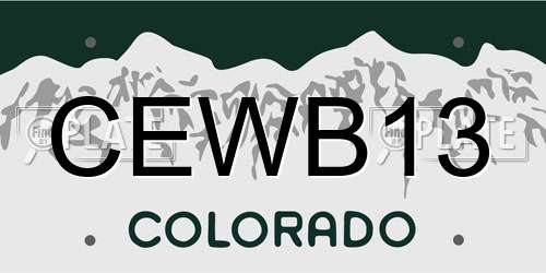 CEWB13 Colorado License Plate