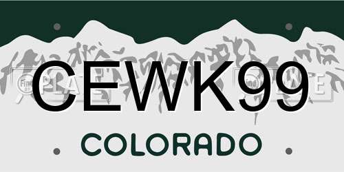CEWK99 Colorado License Plate