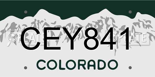 CEY841 Colorado License Plate