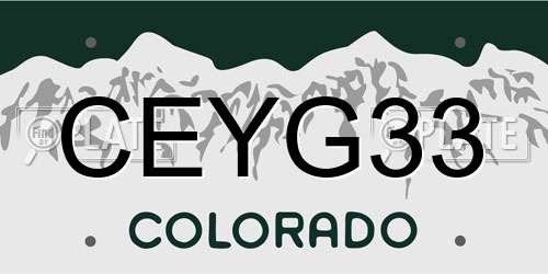 CEYG33 Colorado License Plate