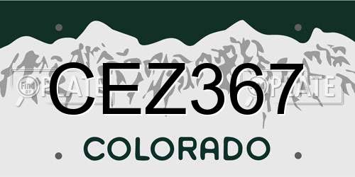 CEZ367 Colorado License Plate