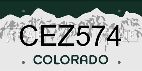 CEZ574 Colorado License Plate