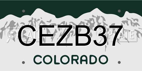 CEZB37 Colorado License Plate