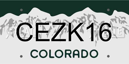 CEZK16 Colorado License Plate