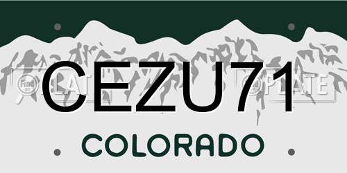 CEZU71 Colorado License Plate