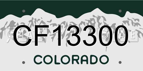 CF13300 Colorado License Plate