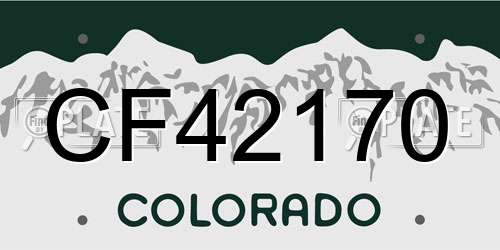 CF42170 Colorado License Plate