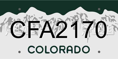 CFA2170 Colorado License Plate