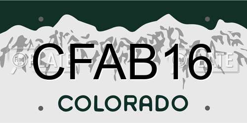 CFAB16 Colorado License Plate