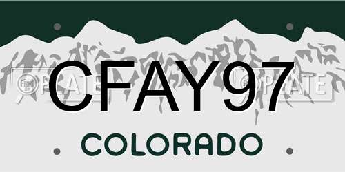 CFAY97 Colorado License Plate