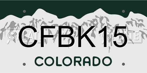 CFBK15 Colorado License Plate