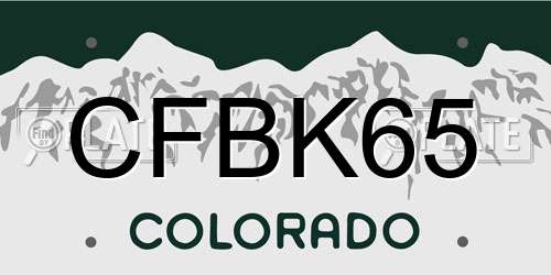 CFBK65 Colorado License Plate