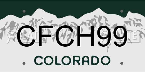 CFCH99 Colorado License Plate
